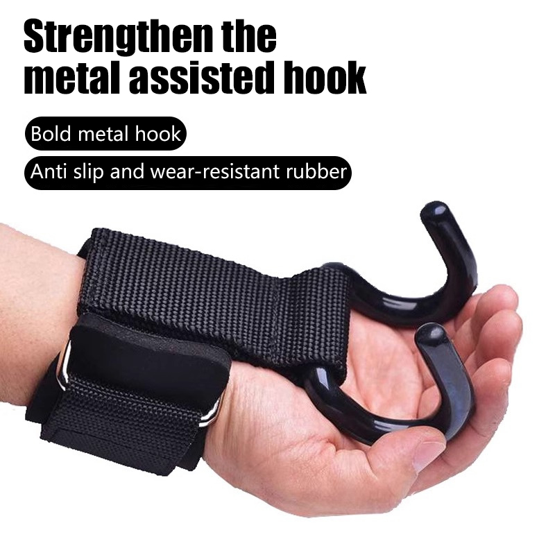 Wrist Wraps Weightlifting Support - 【F】قطعتان من خطافات رفع الأثقال، وأشرطة