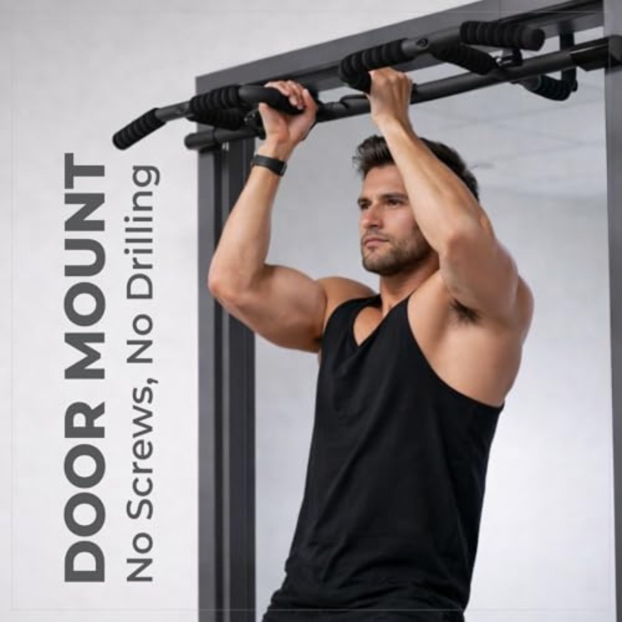 مجموعة قضبان سحب للباب مع أحزم - مراجعة Door Pull Up Bar No Screw وسعره