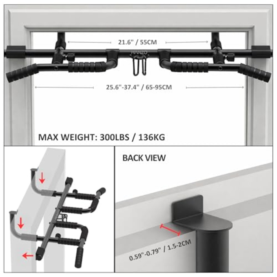 مجموعة قضبان سحب للباب مع أحزم - مراجعة Door Pull Up Bar No Screw وسعره